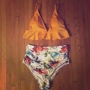 Cupshe Rambling Rose Falbala Bikini Set